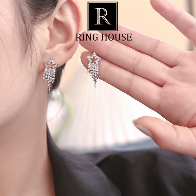 Khuyên Tai Bông Tai Nữ Chùm Ngôi Sao Tua Rua Dự Tiệc Sang Đẹp Ring House