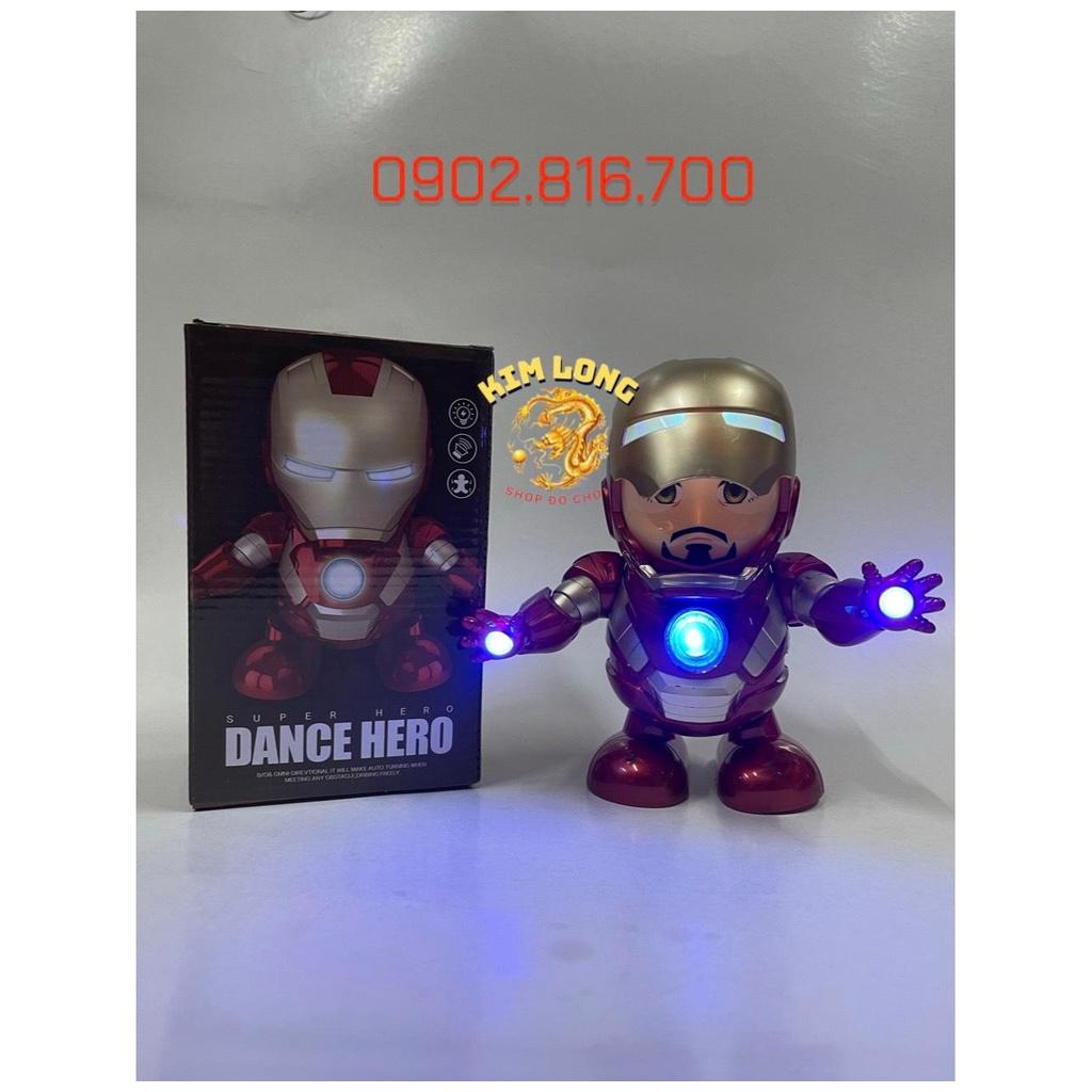 Đồ chơi siêu nhân Iron man có thể mở mặt nạ nhảy múa tặng kèm pin có đèn led quà tặng cho bé trai