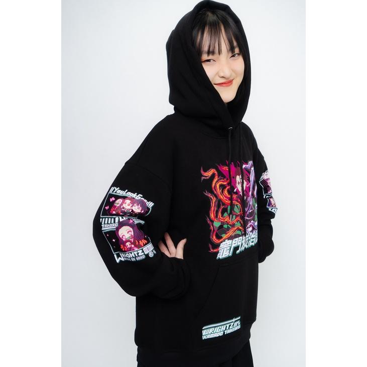 Áo hoodie Wrightz anime Tanjiro Kamado demon slayer thanh gươm diệt quỷ oversize