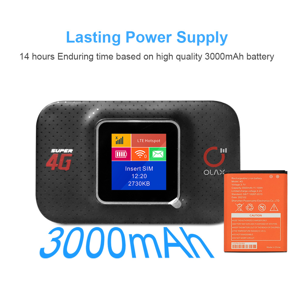 Bộ Phát Wifi Từ Sim 4G LTE OLAX MF982  Tốc Độ 150Mb Màn Hình LCD Hiển Thị Thông Minh Pin 3000mAh Dùng 12 Giờ - Hàng Chính Hãng