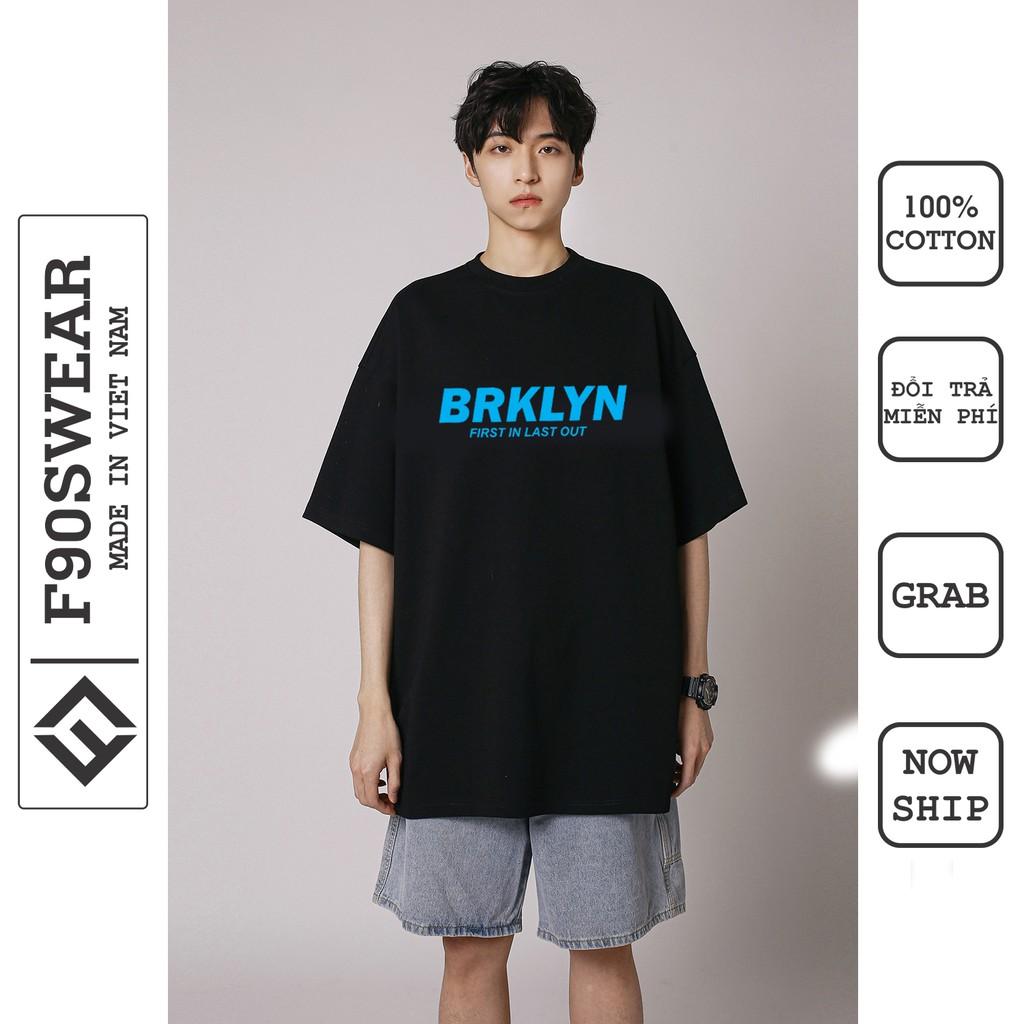 Áo thun tay lỡ 100% Cotton - Áo phông nam nữ tay lỡ form rộng, thun nam nữ in BRKLYN chất cotton co giãn 4 chiều cực mát