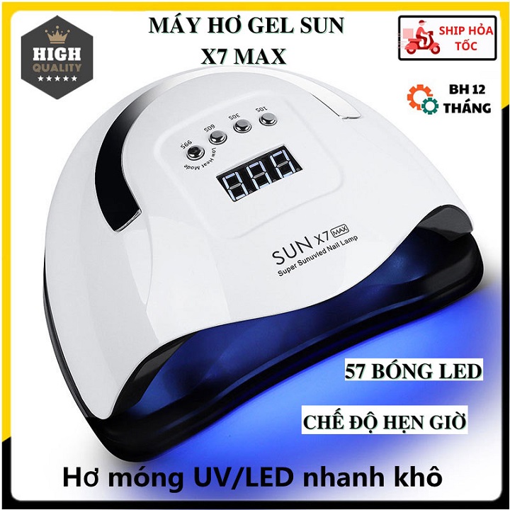 Máy Hơ Sấy Hấp Sơn Gel, Phụ Kiện Nail Làm Móng Tay Móng Chân Sun X7 Max Có 57 Bóng Đèn Led Làm Khô Được Cả Móng Chân Tay