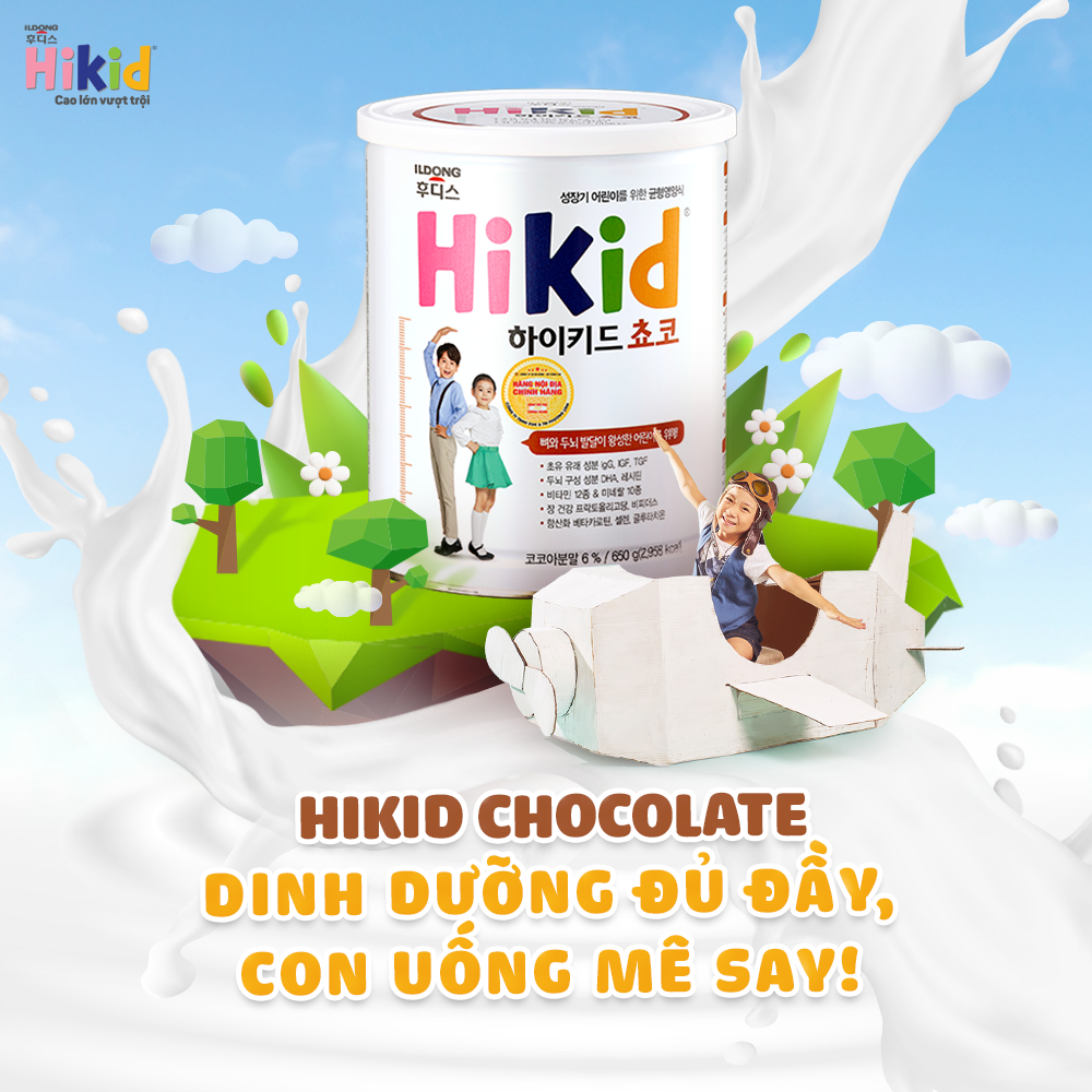 Sữa Hikid hương Chocolate 650g (1-9 tuổi) - Nhập khẩu Hàn Quốc