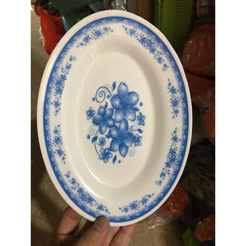 Đĩa nhựa bầu dục hoa văn kích thước 23cm x 16cm