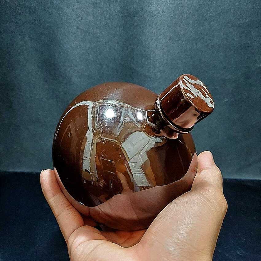 Nậm Rượu 500ML gốm men sứ Bát Tràng cao cấp mẫu quả thị màu nâu đỏ - Nậm Đựng Rượu chất lượng đảm bảo