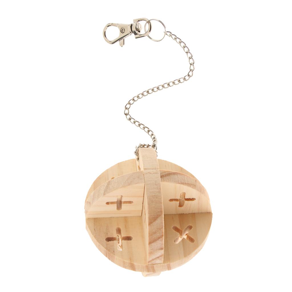 2x Natural Wooden Ball Chew Toy for Bird Parrot Hamster Rabbit Chinchilla