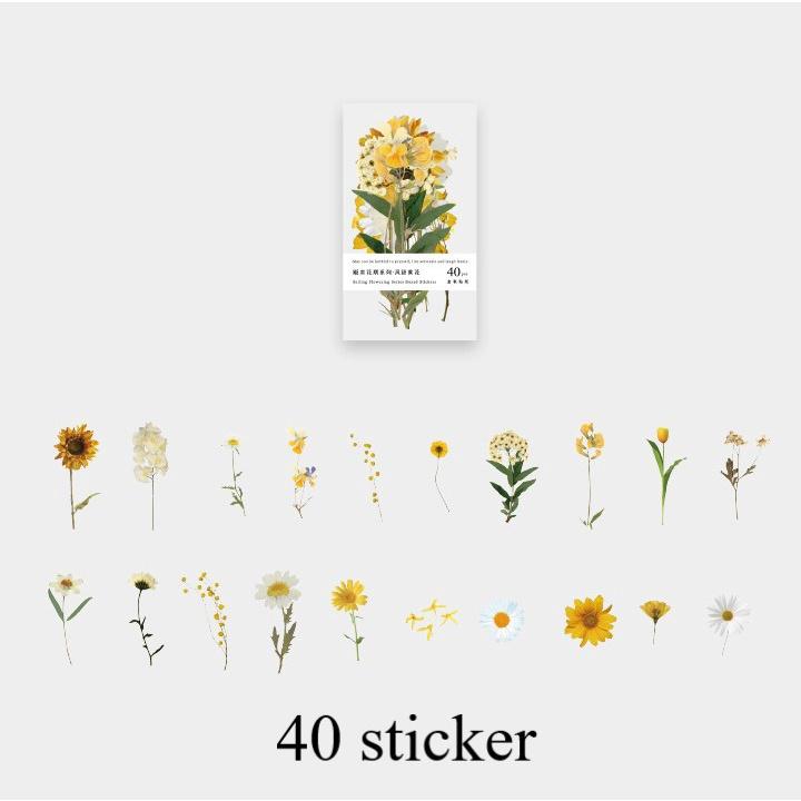 Sticker hoa lá trang trí sổ tay kiểu hồng đào cúc dán điện thoại trang trí planner laptop ST5