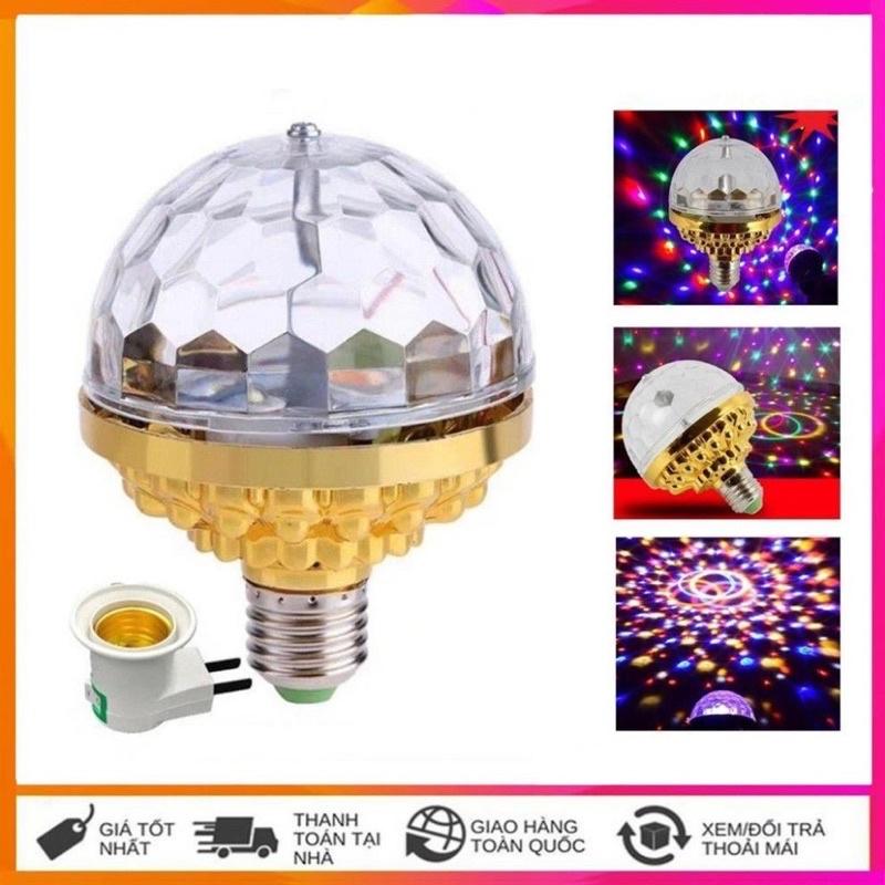Đèn led nháy chớp 7 màu tự xoay kèm đui tròn, nhiều hiệu ứng tia chớp nhấp nháy theo nhạc