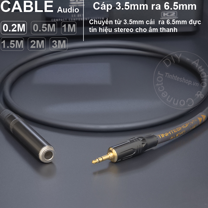 Cáp 3.5 sang 6.5 stereo DIY 0.2 đến 3 mét - 3.5mm to 6.5mm female cable
