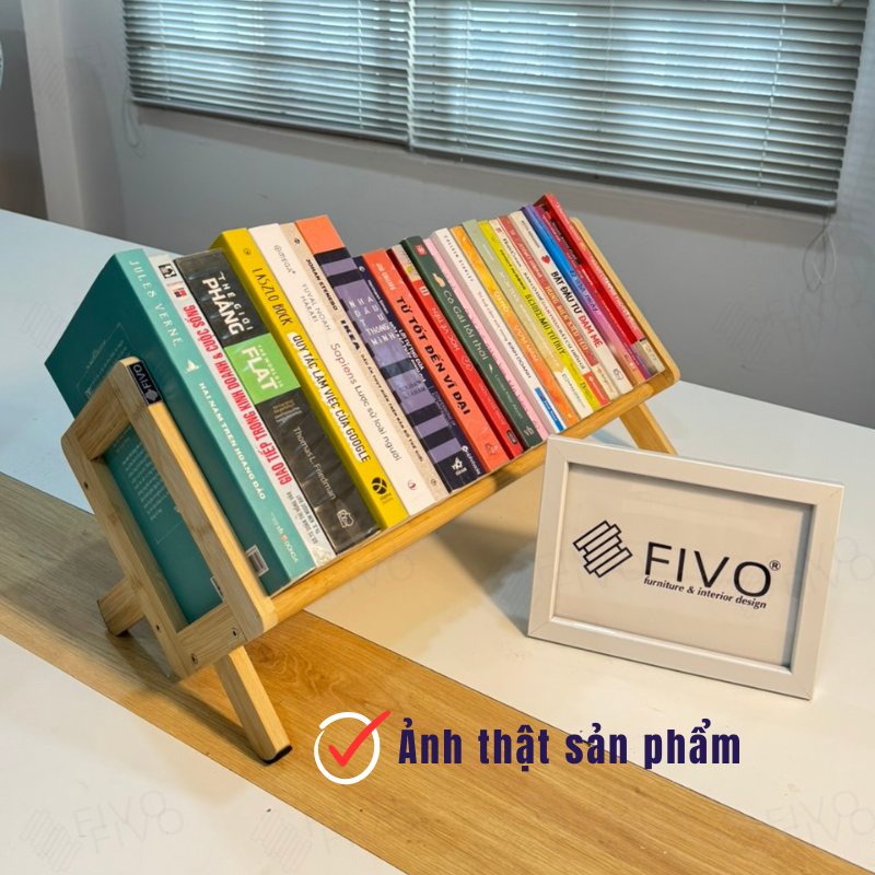 Kệ Sách Gỗ Tre Tự Nhiên Để Bàn Mini FB28 FIVO Dễ Lắp Ráp, Tiết Kiệm Diện Tích, Decor Trang Trí Bàn Học Và Bàn Làm Việc