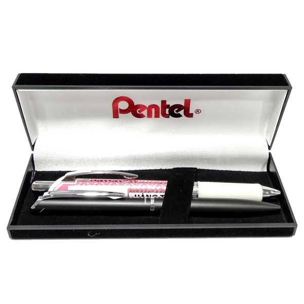 Combo Bút Bi Kim Loại Nắp Vặn Cao Cấp Energel Thân Đen Mực Xanh - Pentel Bl2007A-C - Tặng Kèm Bút Nước Kawaii Pentel BLN75KW (Mẫu Màu Quà Tặng Ngẫu Nhiên)