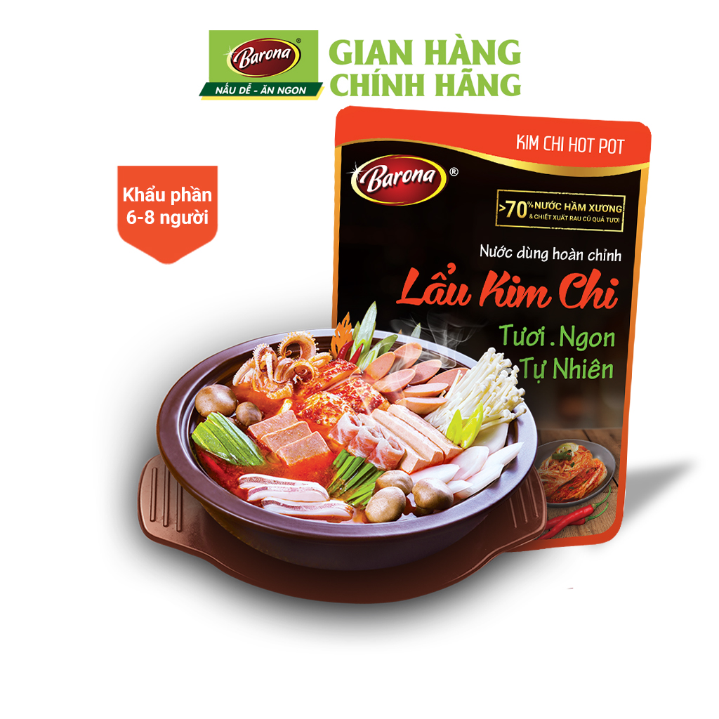 Combo 1 gói Xốt Muối Kim Chi Barona 180g + 1 Gói Nước dùng lẩu Kim Chi Barona 180g + 1 gói gia vị Nướng Hàn Quốc Barona