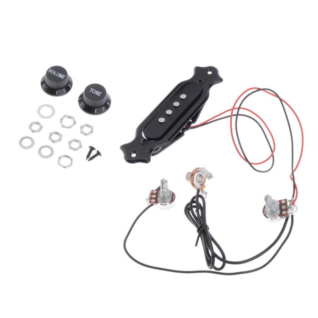 Sunnimix Nhựa Đơn Phối Xanh Soundhole Pickup Dây Điện Có Thể Tích Màu Núm Ty Cho 4 Dây Đàn Guitar Điện Phần