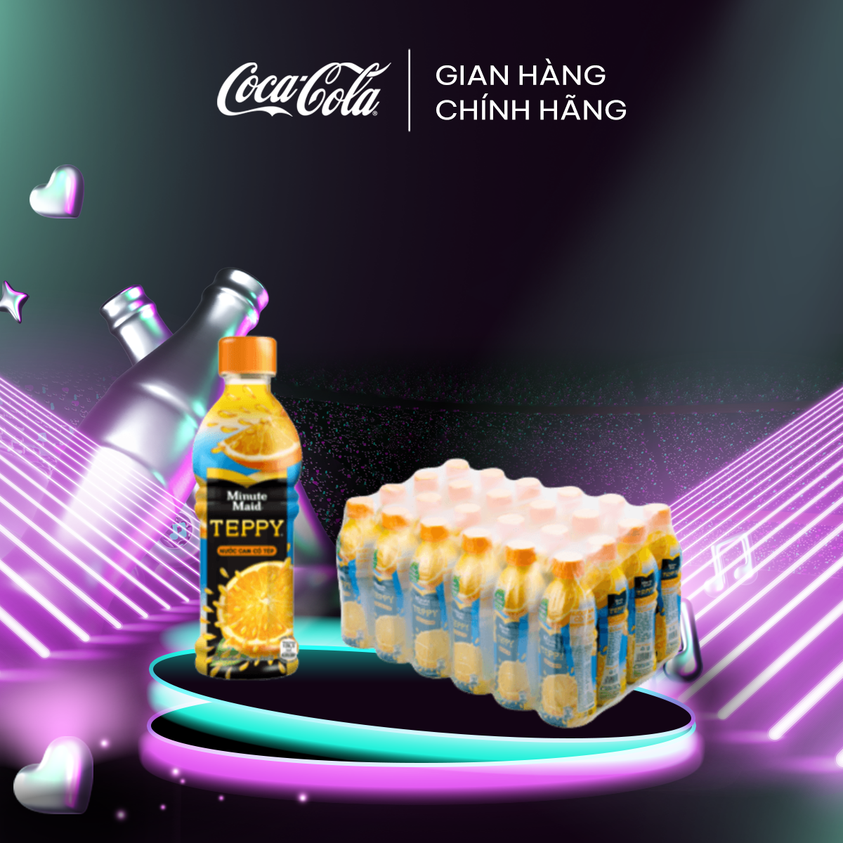 Thùng/Lốc 24 Chai Nước Ngọt Giải Khát Cam Nguyên Tép Teppy 327ml/Chai Sale 6.6 Supercheap Chính Hãng