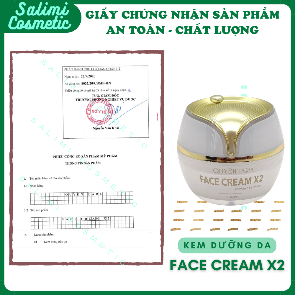 Kem Dưỡng Da FACE CREAM X2 Quyên Lara - Giúp Da Trắng Hồng, Săn Chắc, Mờ Vết Thâm Nám, Chống Lão Hóa, Tạo 1 Lớp Trang Điểm Nhẹ Nhàng Tự Nhiên | Trọng Lượng 30g - HÀNG CHÍNH HÃNG