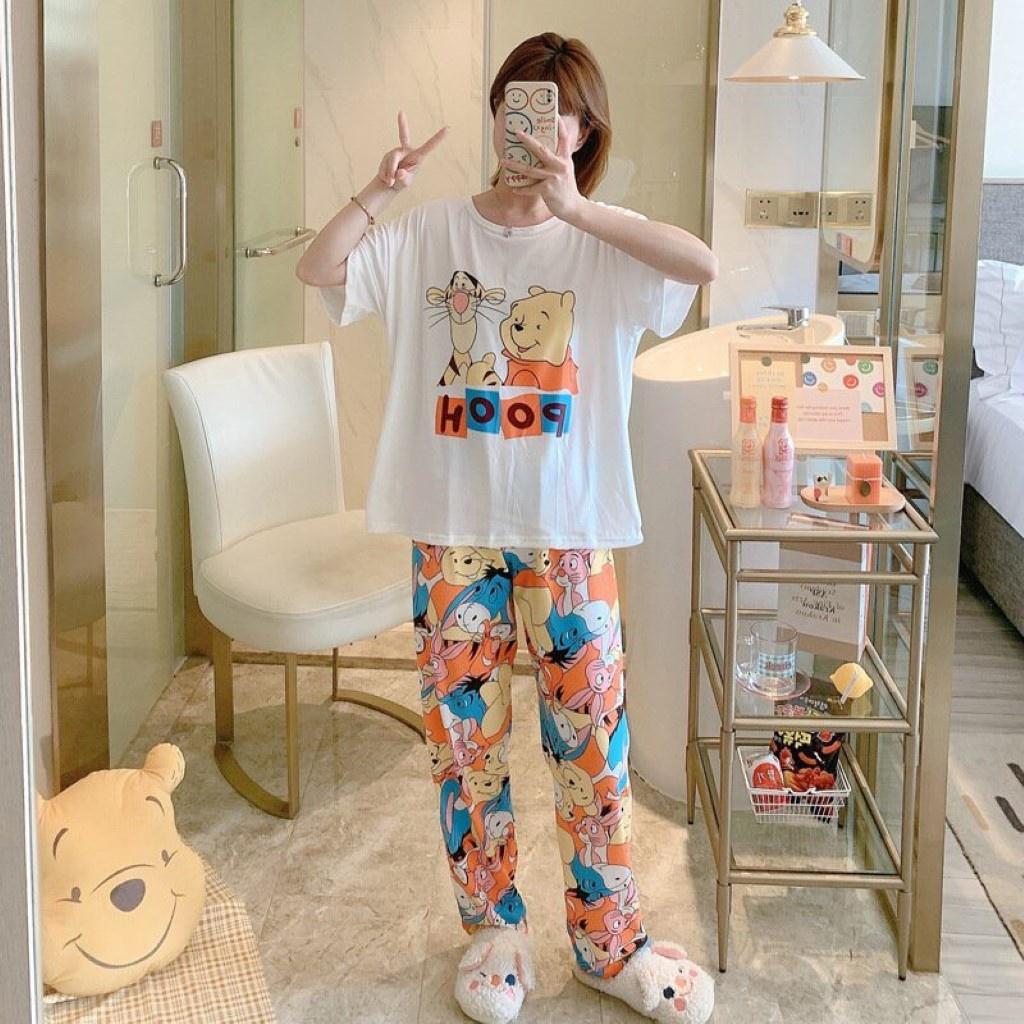 Đồ bộ nữ mặc nhà mùa hè họa tiết in hình dễ thương, chất liệu mỏng mát mẫu đa dạng Đồ bộ mặc ở nhà cho nữ, Đồ bộ ngủ thun dành cho nữ