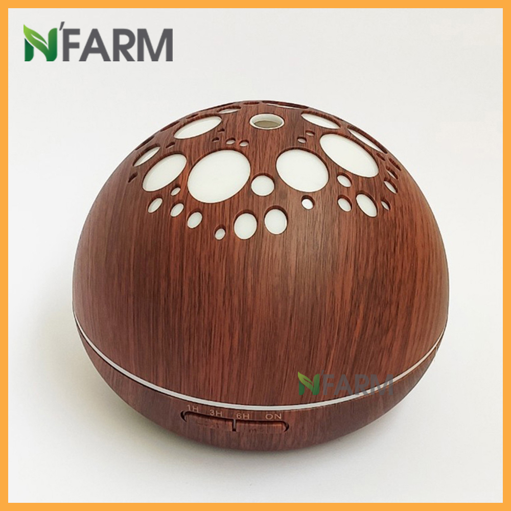Máy khuếch tán/ máy xông tinh dầu Ánh Trăng màu gỗ nâu N'Farm NF2041 + tinh dầu cam N'Farm / Phun sương sóng siêu âm.