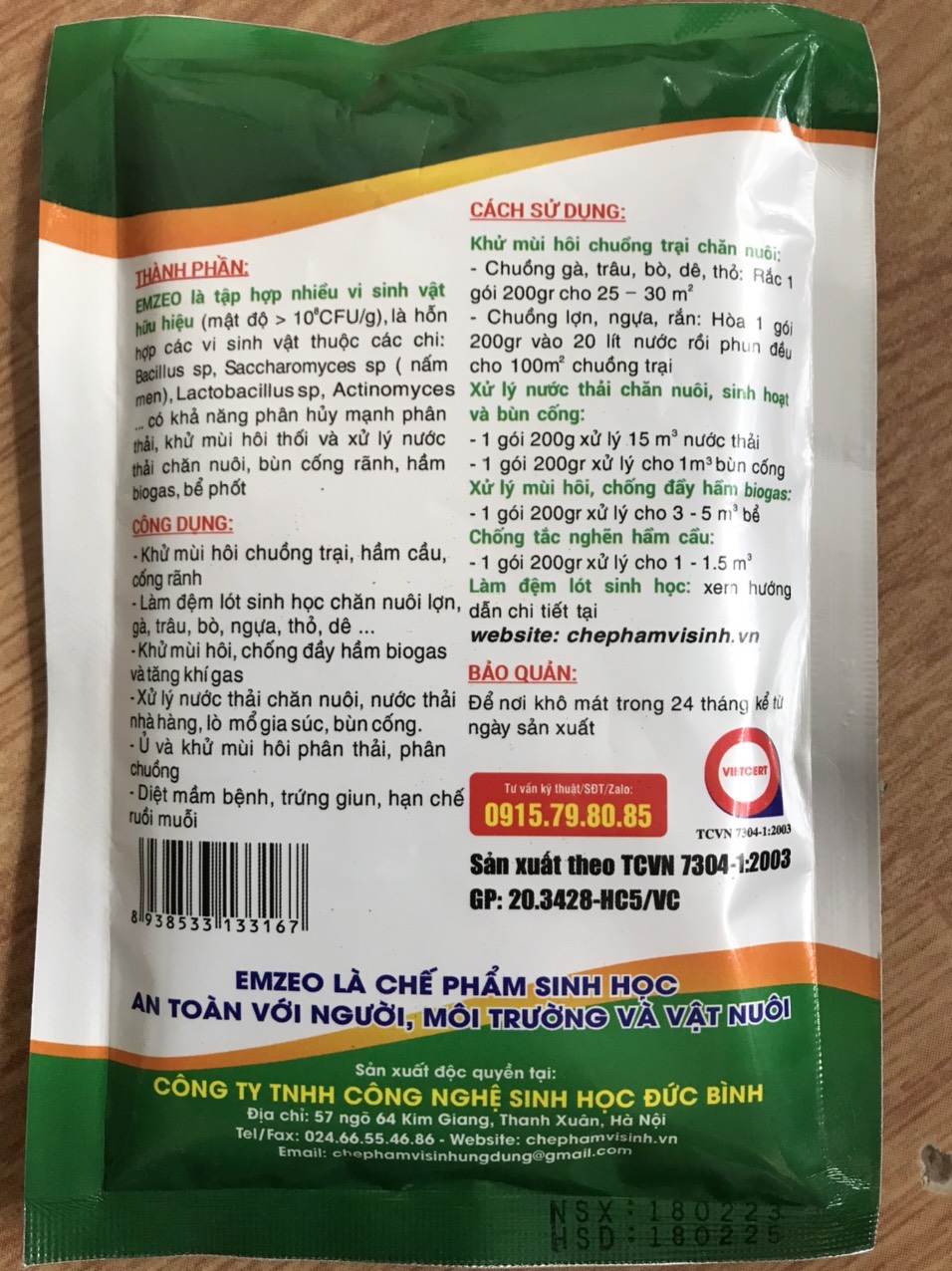 Chế phẩm vi sinh Emzeo khử mùi hôi chuồng trại, lợn, gà, bò,dê, xử lý nước thải , hầm cầu