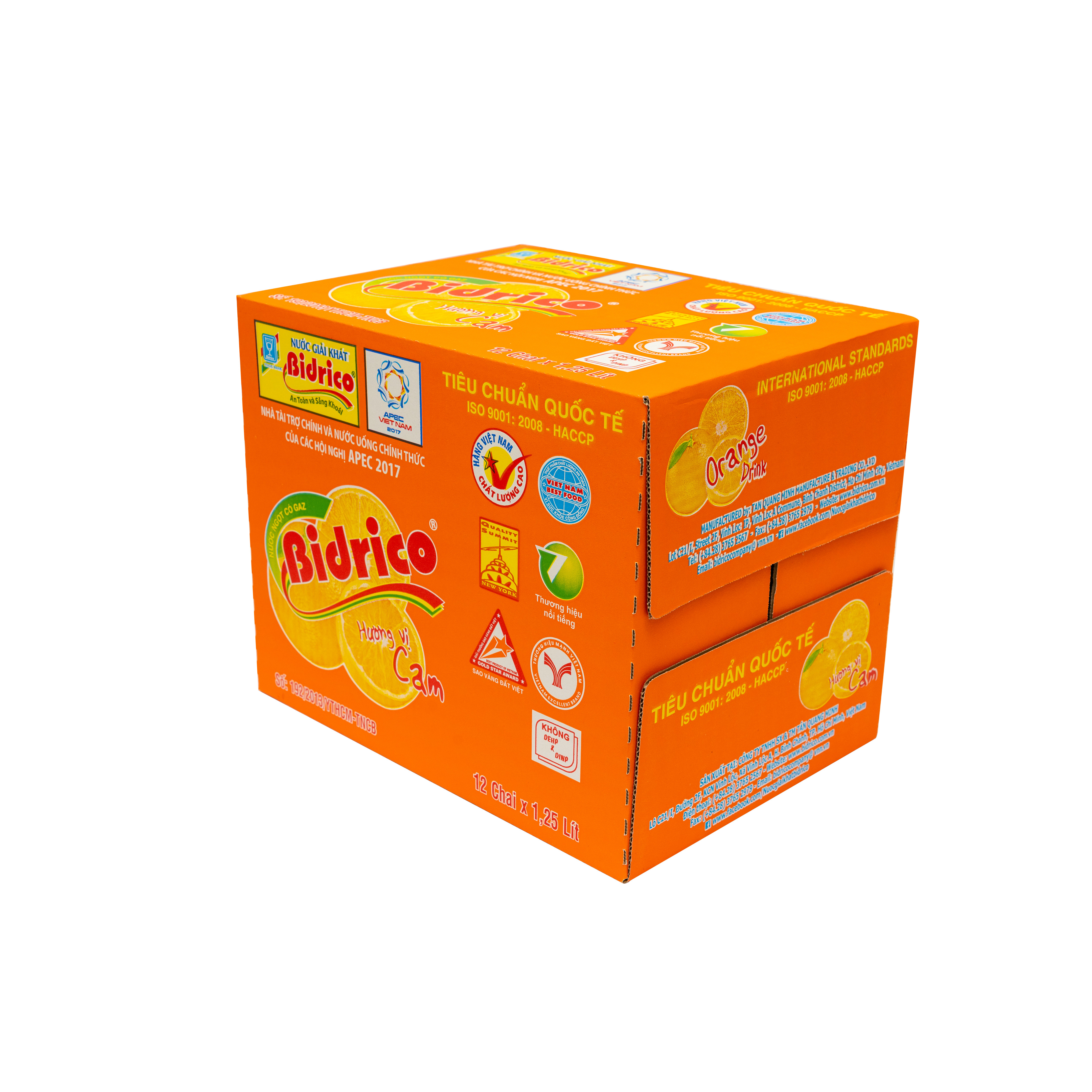 Thùng 12 chai Nước Ngọt Có Gaz Bidrico 1,25 Lít
