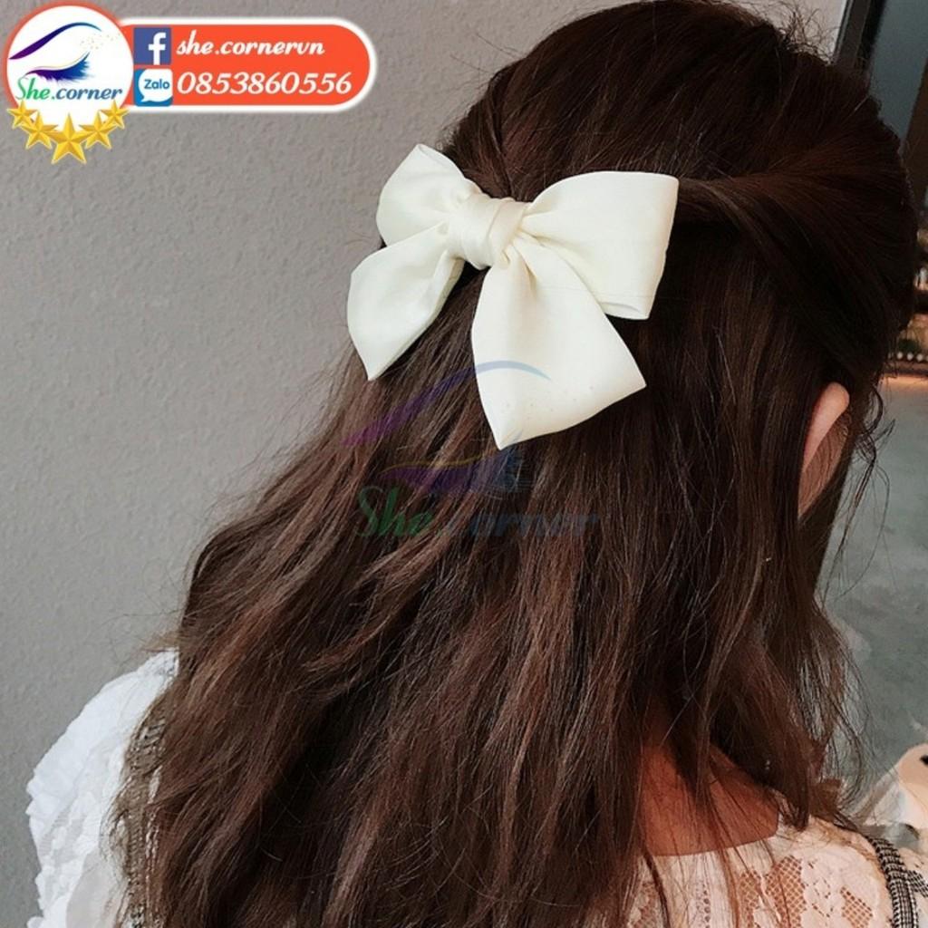 KẸP TÓC NƠ, buộc tóc nơ bản to họa tiết xinh, DÂY CỘT TÓC nơ to, phong cách hàn quốc, SIÊU ĐÁNG YÊU cho mẹ và bé
