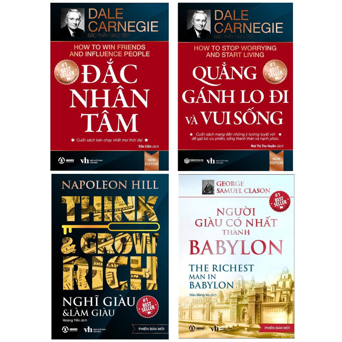 Sách - Combo 4 Cuốn Đắc Nhân Tâm + Nghĩ Giàu & Làm Giàu + Quẳng Gánh Lo Đi + Người Giàu Có Nhất Thành Babylon - SBOOKS