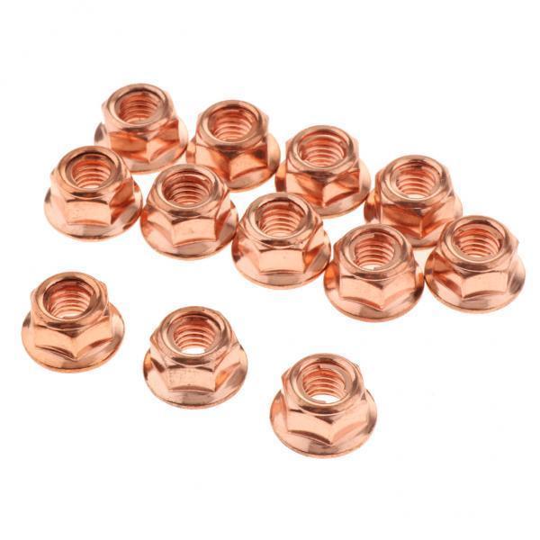 4X 12X M8 COPPER FLASHED EXHAUST MANIFOLD NUT 8MM NUTS HIGH TEMP for