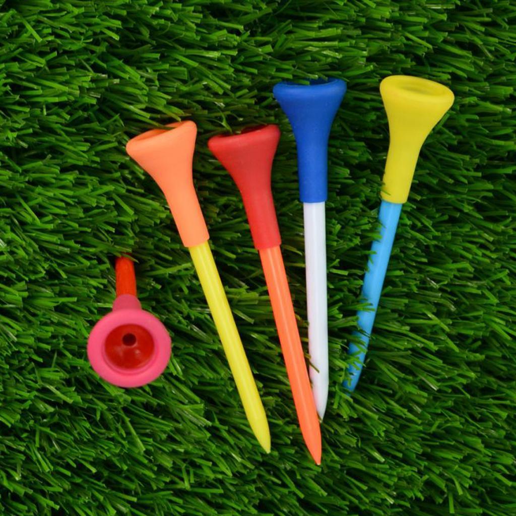 20 Pieces Durable Soft Rubber Cushion Top Golf Tees 83mm Random Color