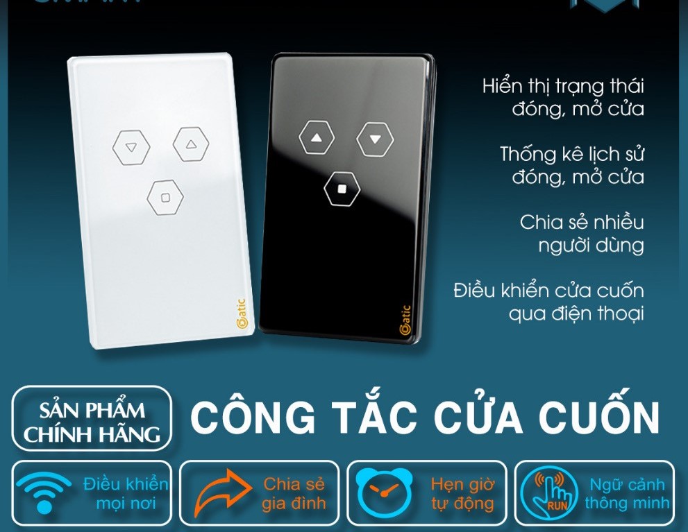 Công Tắc Cửa Cuốn Thông Minh HUNONIC- điều khiển cửa cuốn từ xa bằng điện thoại-Hàng Chính Hãng