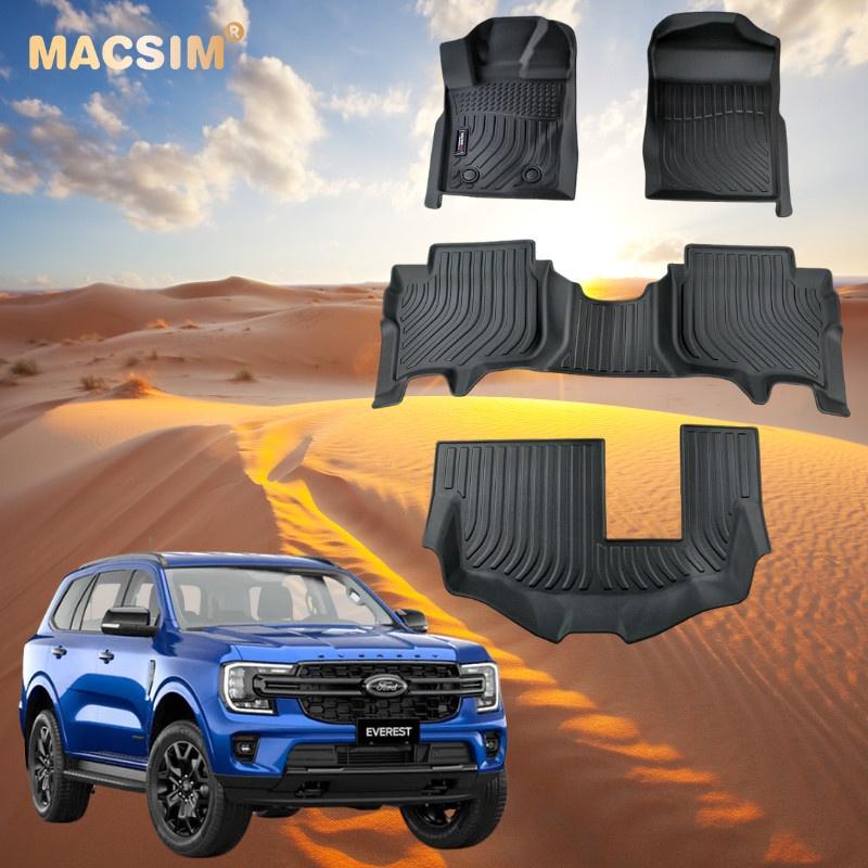 Thảm lót sàn xe ô tô Ford Everest 2022+ Nhãn hiệu Macsim chất liệu nhựa TPV cao cấp màu đen
