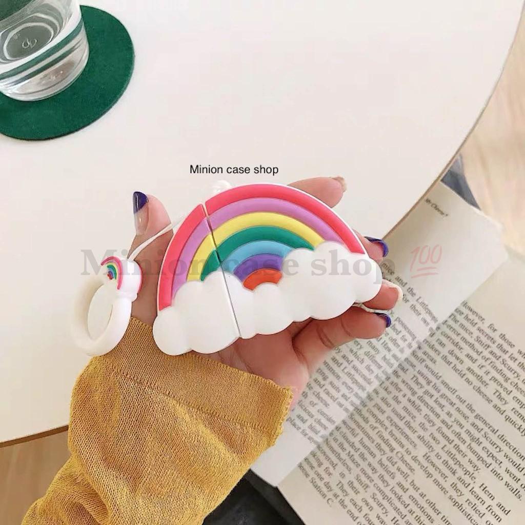 Hình ảnh Bao Case Ốp dành cho airpod 1 và 2, tai nghe bluetooth i11,i12, i100, i9s... silicon 3D Rainbow cao cấp