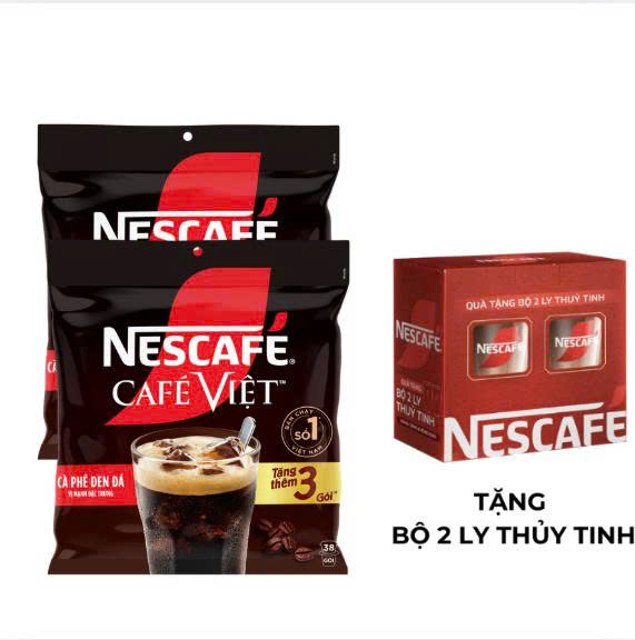 [ Tặng 1 Ly nhựa cao cấp 750ml] Combo 2 Bịch Cà phê đen hòa tan NESCAFE Café Việt (Túi 35 gói x 16g)