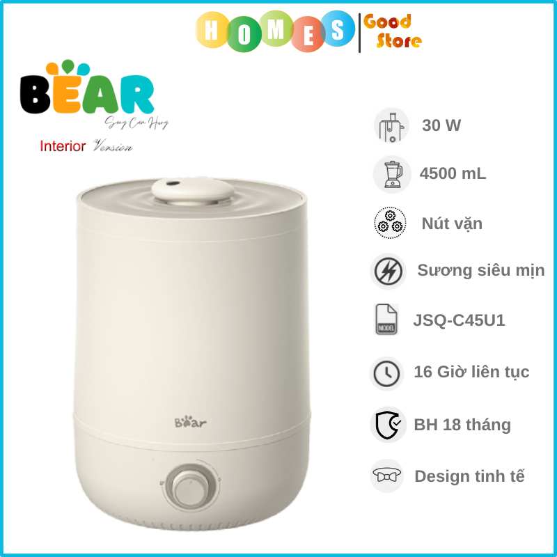 Máy Tạo Ẩm Bear JSQ-C45U1 Dung Tích 4.5 Lít Công Suất 30 W - Hàng Chính Hãng