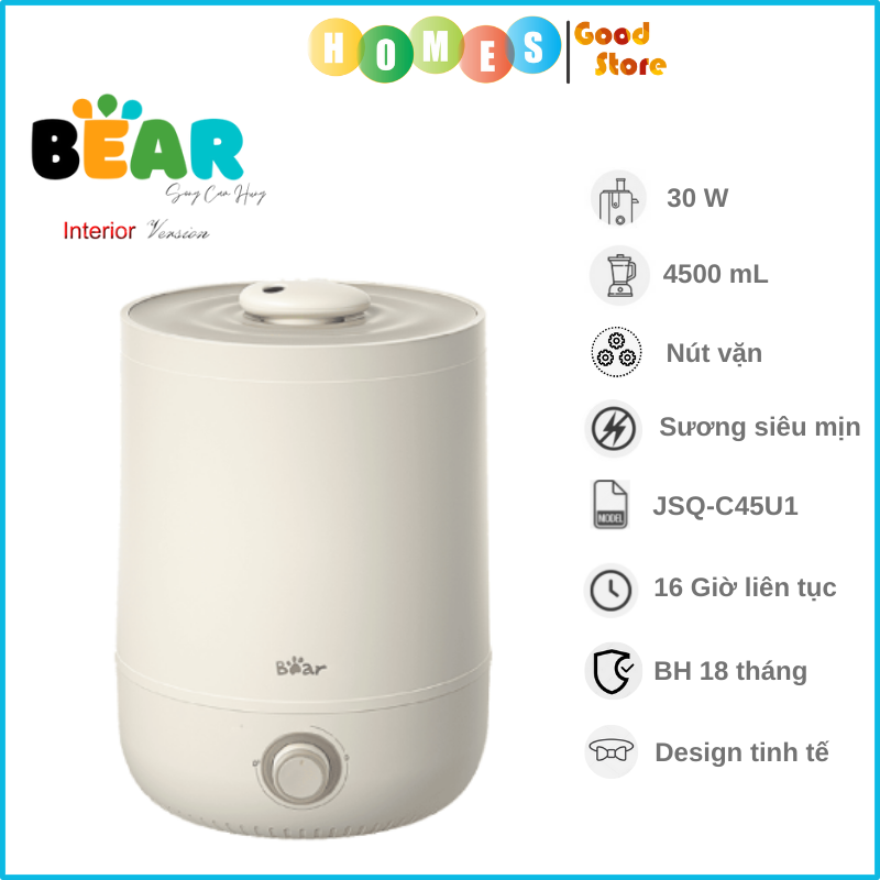 Máy Phun Sương Tạo Ẩm BEAR JSQ-C45U1 Dung Tích 4.5 Lít Công Suất 30 W - Hàng Chính Hãng