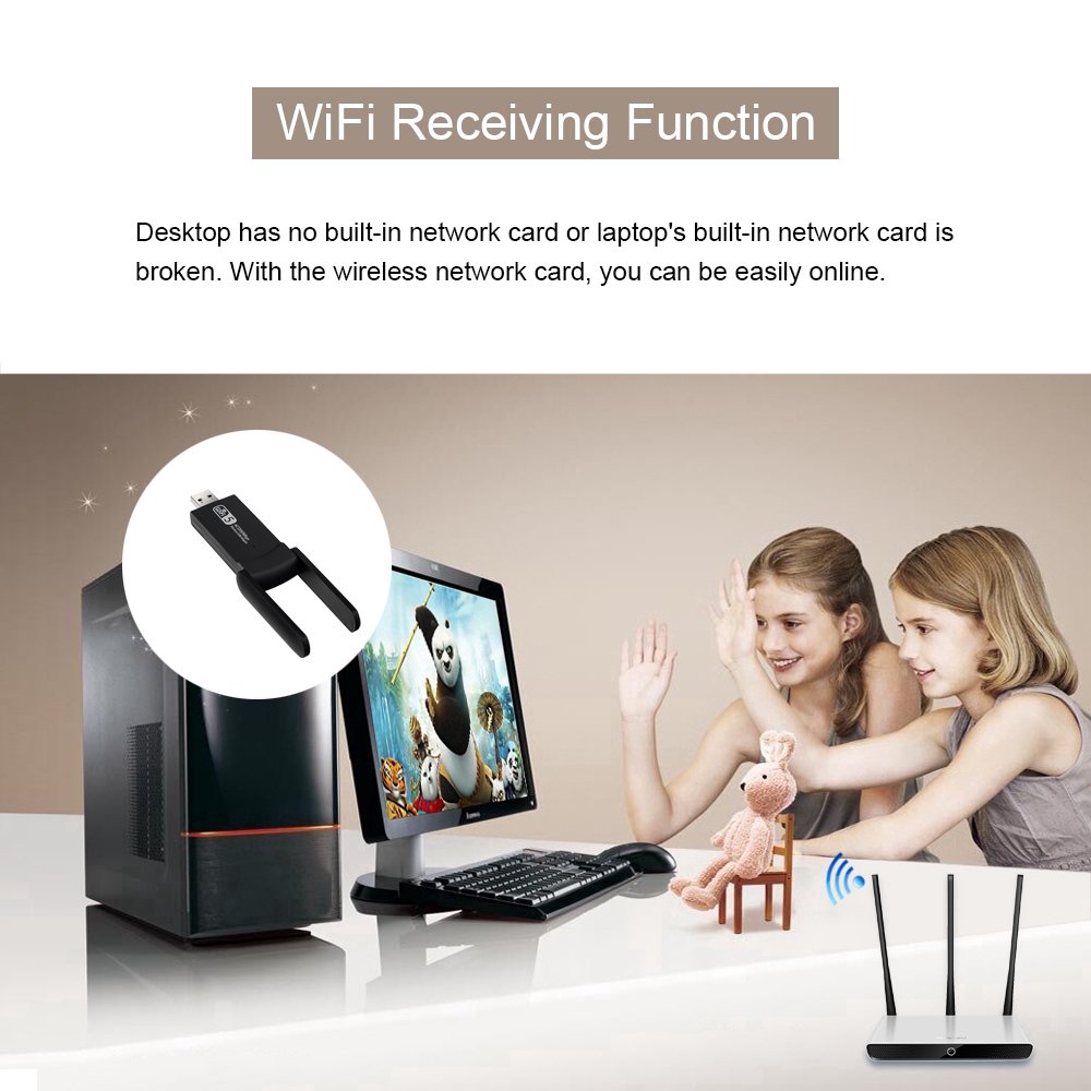 Ăng Ten Thu Sóng Wifi 1200mbps 5ghz 2.4ghz 802.11ac Rtl8812Bu Tiện Dụng