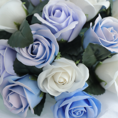 Bó hoa 20 bông hồng sáp tím trắng
