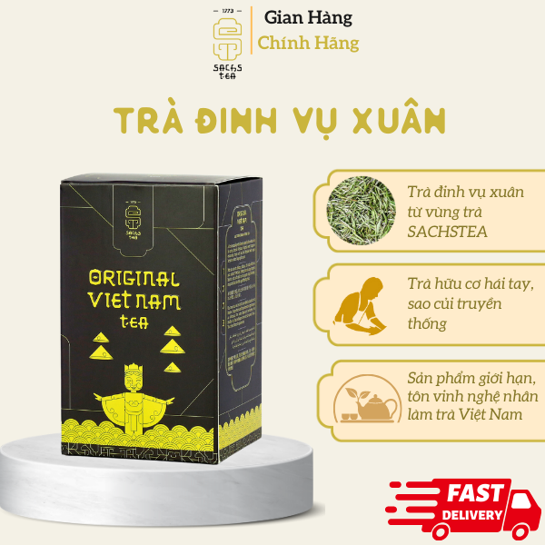 Trà Đinh mùa xuân POVT0075 SACHS TEA 1773 chè xanh hữu cơ thái nguyên cao cấp 75g/hộp