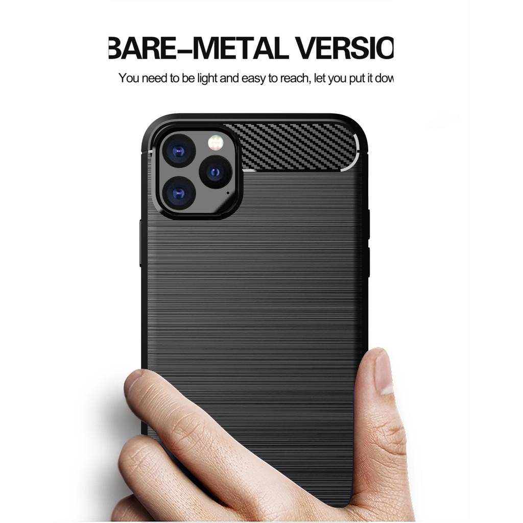 Ốp lưng cho iPhone 11 Pro Max dẻo Carbon phay xước chống sốc chống vân tay