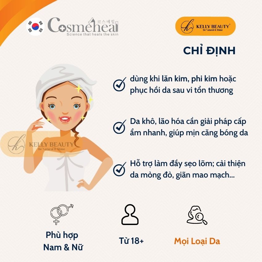 Tế Bào Gốc Căng Bóng Da Cosmeheal SuperShine Ampoule - Phục Hồi Da Tổn Thương, Cấp Ẩm Sâu, Nuôi Da Khỏe | Kelly Beauty