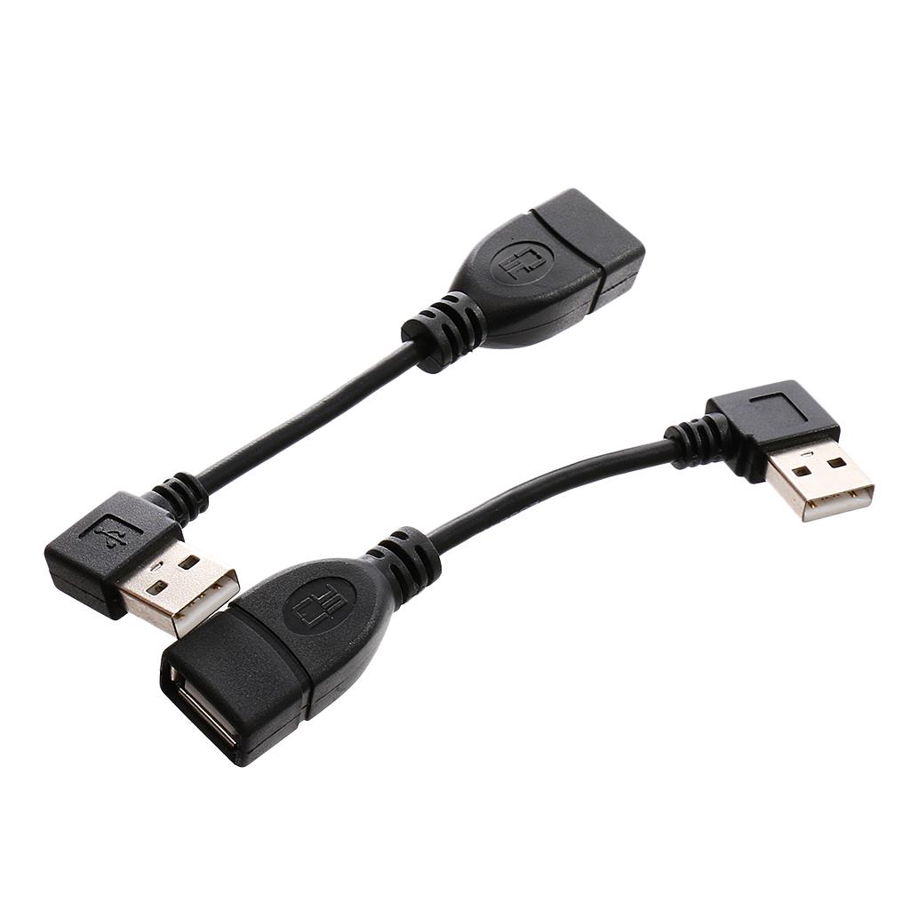 Pair Angled 90 Degree USB 2.0 A Male to Female M/F Adapter Extension Cables
