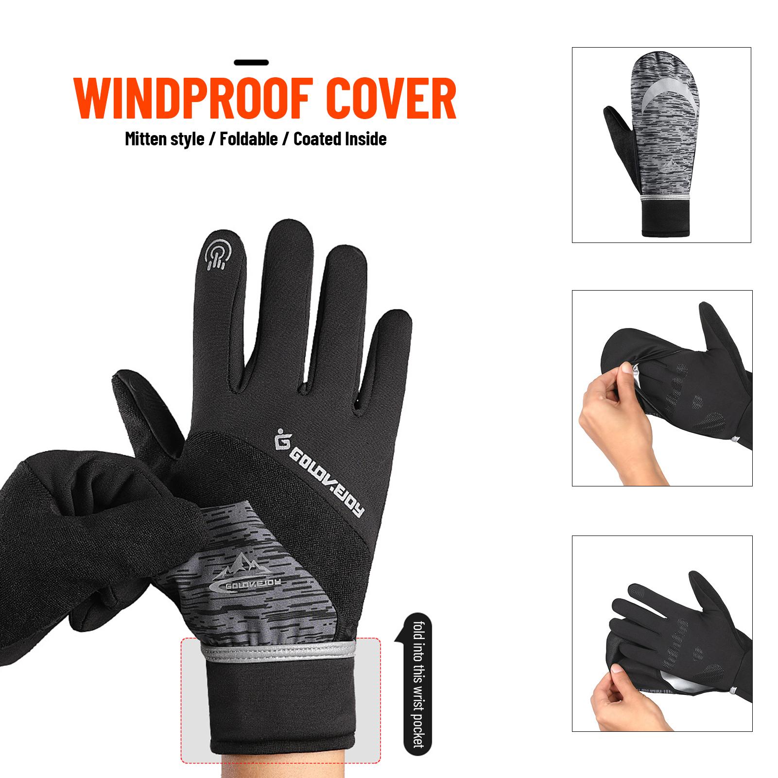 Găng tay mùa đông ấm áp đi xe đạp có lớp lót lông cừu chống gió, giữ ấm