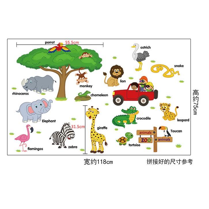 Decal dán tường Thú Tiếng Anh