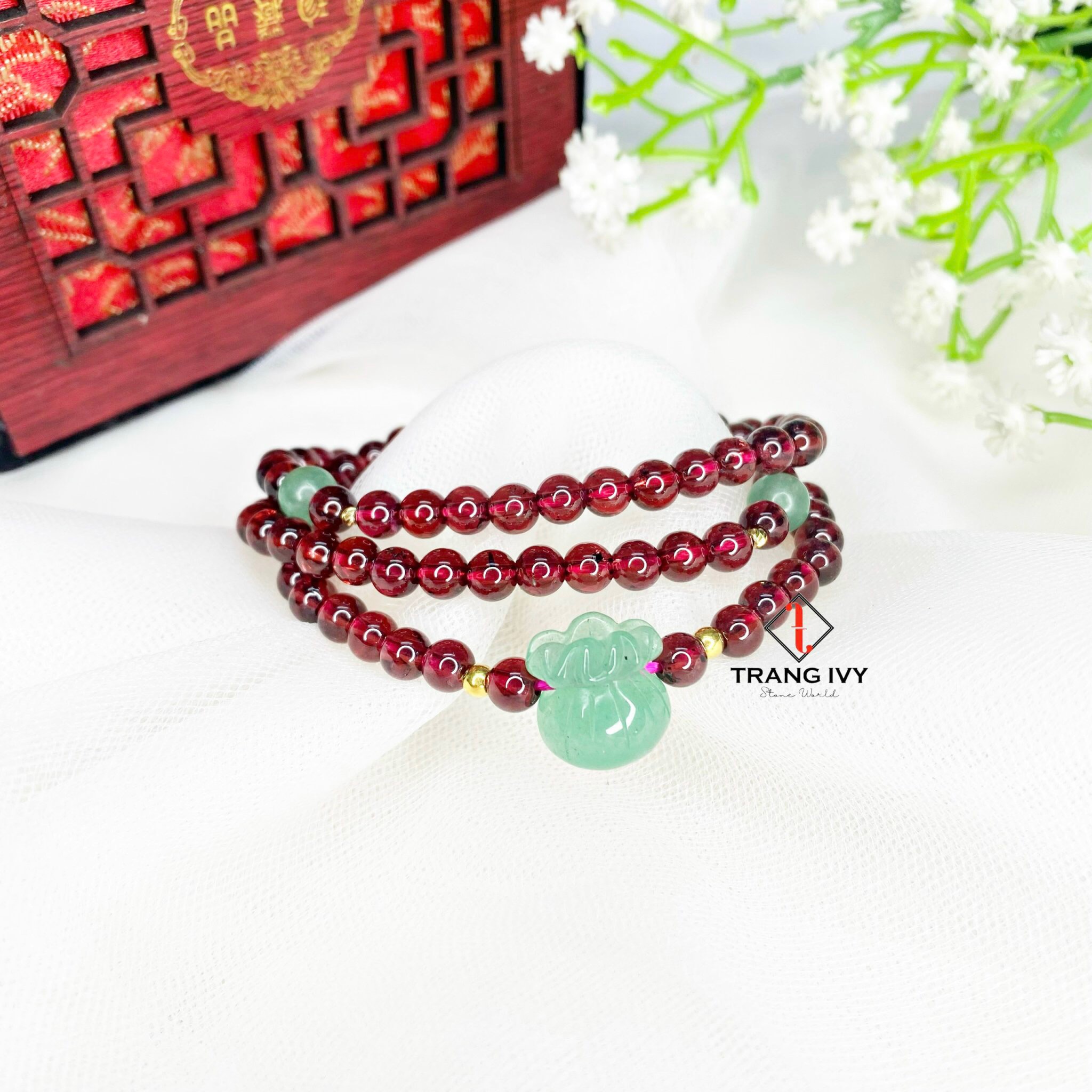 Chuỗi Vòng Tay Garnet Mix Túi Tiền Đá Aven