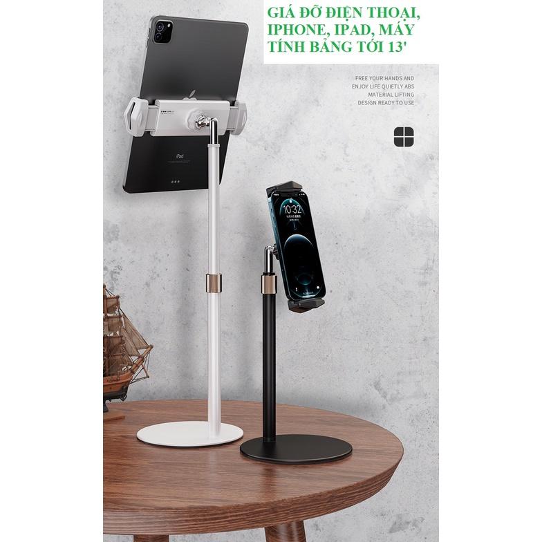 Giá Đỡ Kẹp Điện Thoại, iPad, Chắc Chắn Dùng Xem Video, Livestream, Chụp Hình, Quay Video Xoay 360