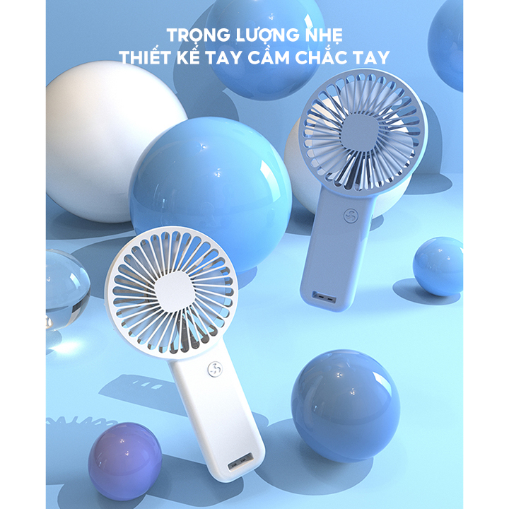 Quạt Tích Điện Mini Cầm Tay Kèm Giá Đỡ Điện Thoại Dung Lượng Pin 800mah