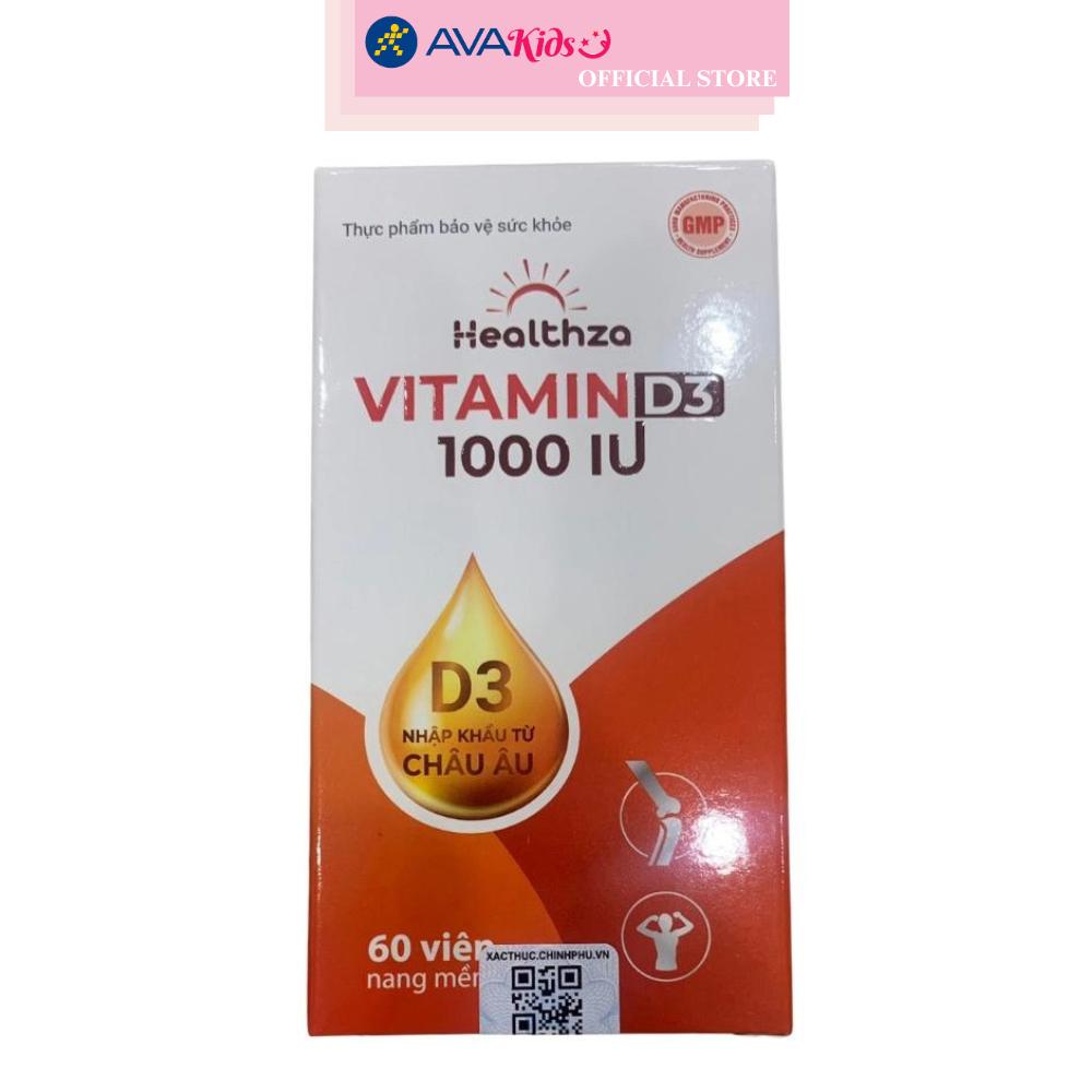 Viên uống Herbland Healthza Vitamin D3 1000IU hỗ trợ hấp thu canxi 60 viên (từ 6 tuổi)
