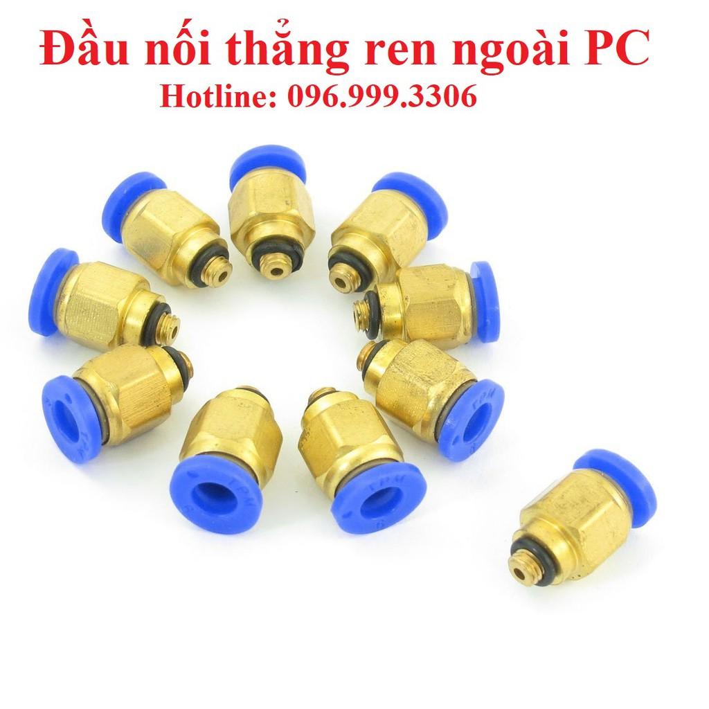 Đầu nối thẳng ren ngoài PC ống 10 đủ các loại ren PC10-01 PC10-02 PC10-03 PC10-04 khí nén phun sương