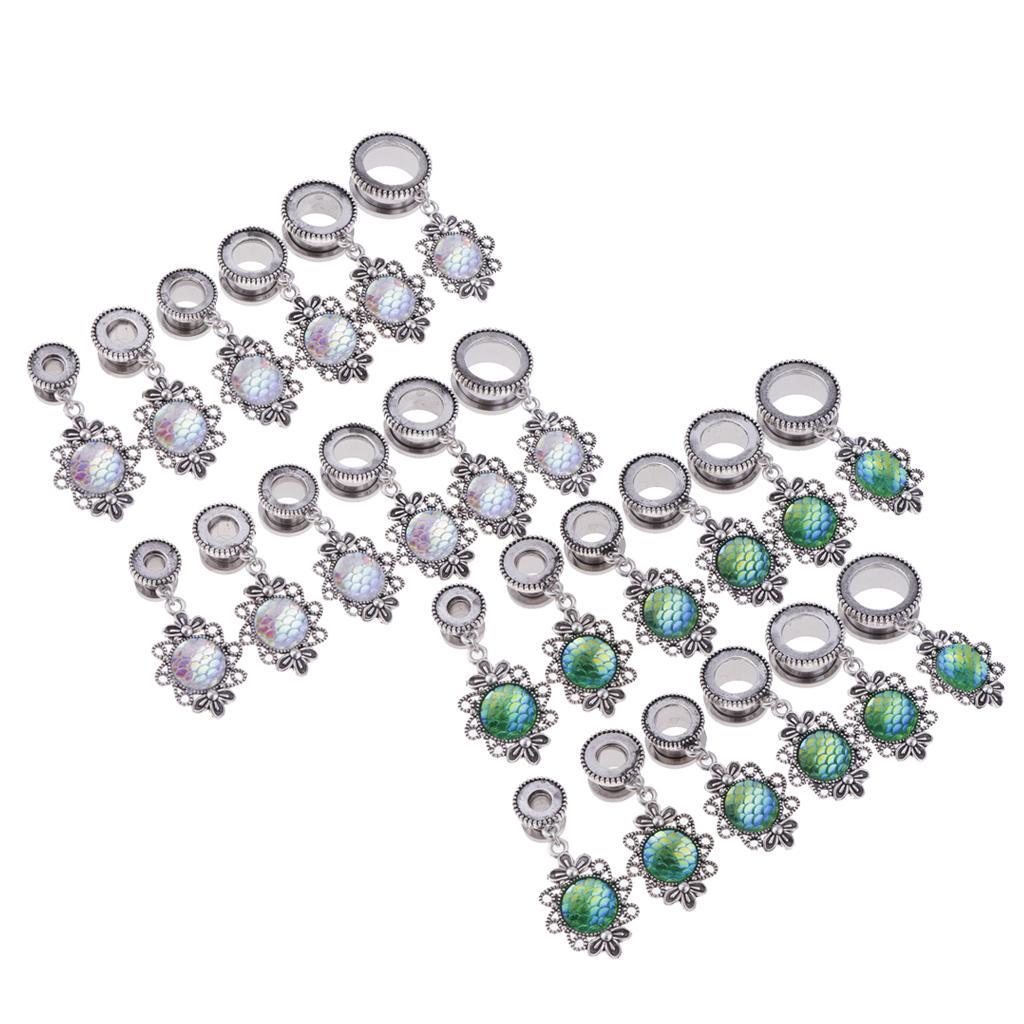 2pcs Stainless Flesh Tunnel Ear Expanders Scales Pendant Ear Accessories