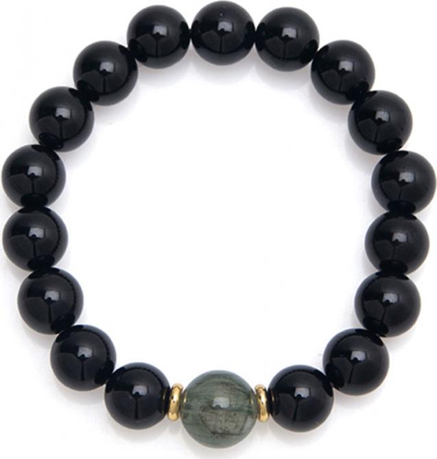 Vòng Tay Đá Opal Đen Mix Đá Thạch Anh Tóc Xanh 10MM