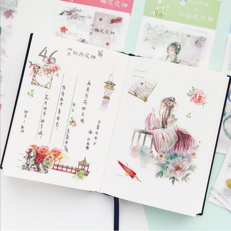 Sticker vintage decor bullet journal dụng cụ dán sổ trang trí cổ trang