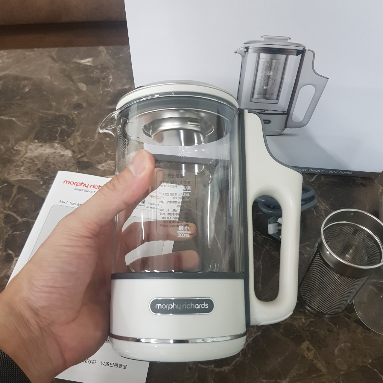 Bình đun nước, pha trà đa chức năng Morphy Richards MR6086, dung tích 600ml, công suất 400W - Hàng chính hãng, bảo hành 24 tháng